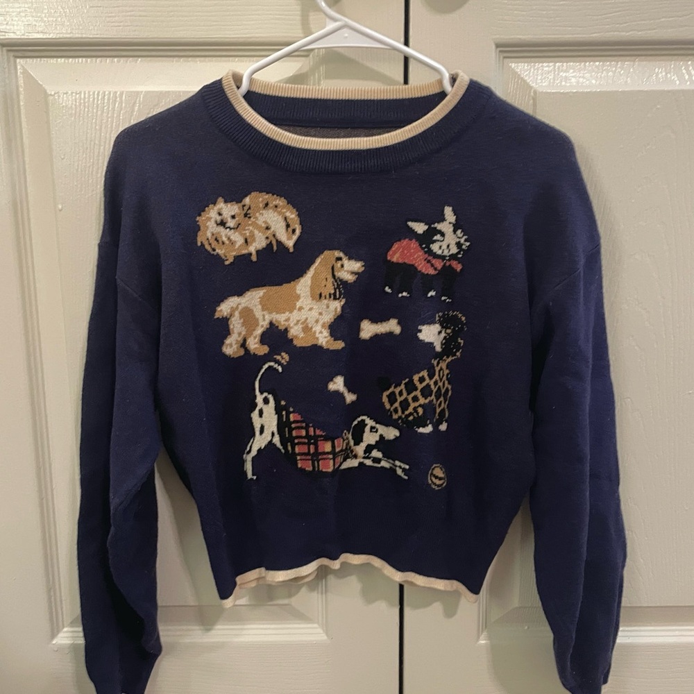 Dog crewneck knit sweater